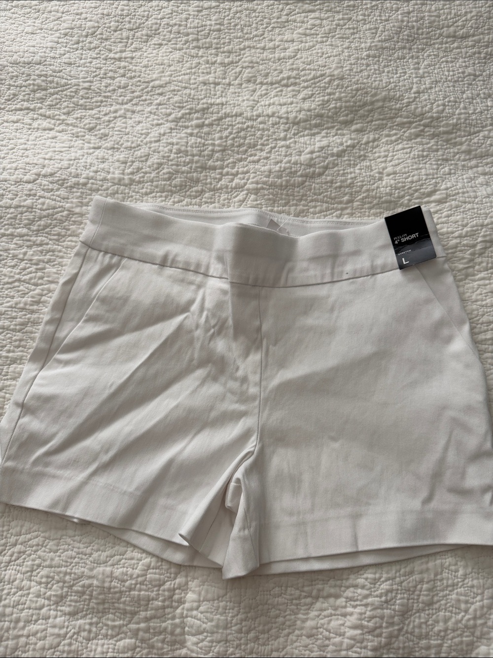 New York & Company White Pull-On Stretch Bermuda Shorts
